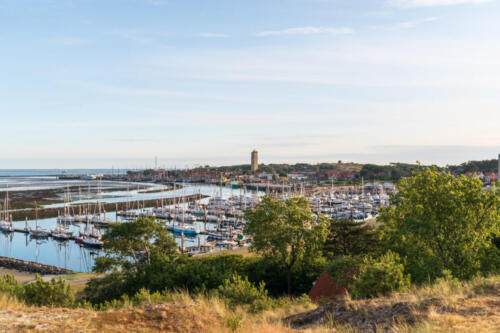 Panorama of the port of Terschelling. The Netherlands, Europe.